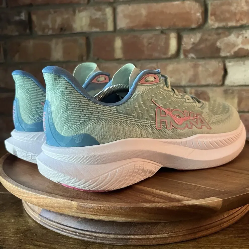Hoka One One Mach 6 Womens 9.5 Jadeite Blue Cushioned Running Sneakers Shoes